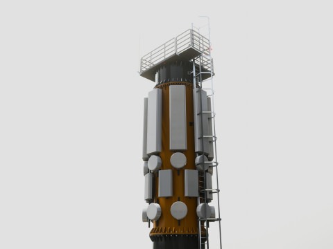 GSM and Solar Tower 3D Model