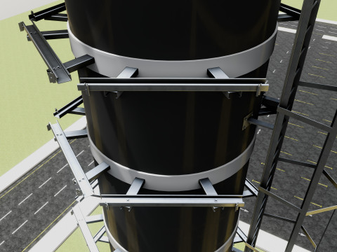 GSM and Solar Tower 3D Model