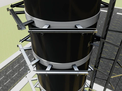 GSM and Solar Tower 3D Model