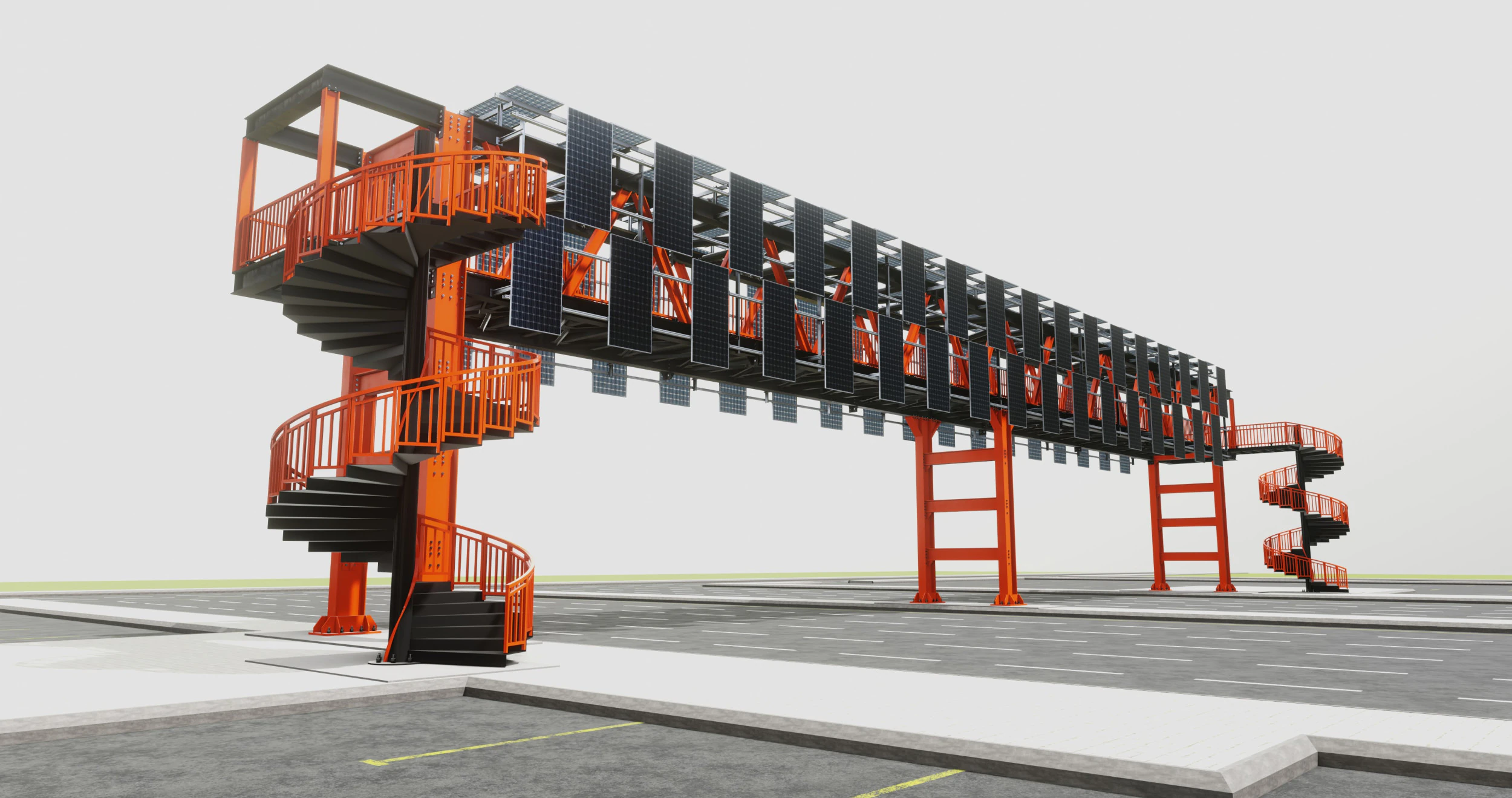 Solar Pedestrian Overpass 3D Model .c4d .max .obj .3ds .fbx .stl .blend 