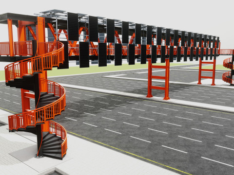 Solar Pedestrian Overpass 3D Model