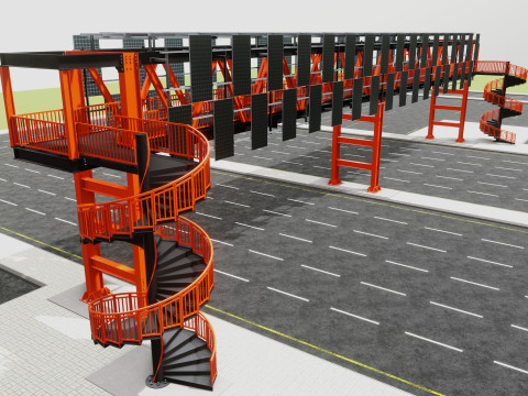 Solar Pedestrian Overpass 3D Model
