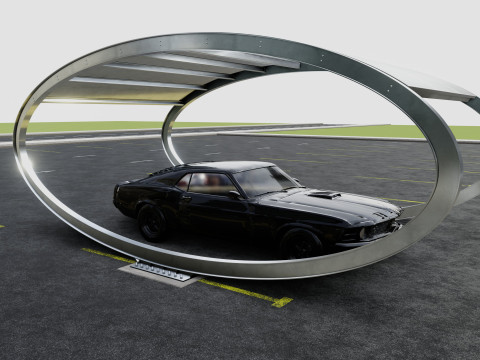 ELLIPSE TYPE SOLAR CARPORT TYPE-1 Modello 3D