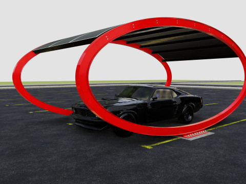 ELLIPSE TYPE SOLAR CARPORT TYPE-1 Modello 3D