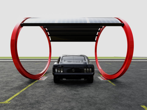ELLIPSE TYPE SOLAR CARPORT TYPE-1 Modello 3D