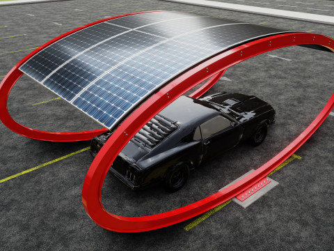 ELLIPSE TYPE SOLAR CARPORT TYPE-1 Modello 3D