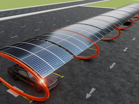 ELLIPSE TYPE SOLAR CARPORT TYPE-1 10 Cars Modèle 3D