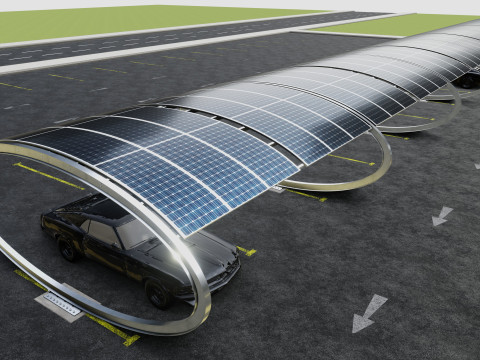 ELLIPSE TYPE SOLAR CARPORT TYPE-1 10 Cars Model 3D