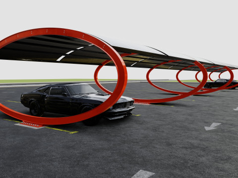 ELLIPSE TYPE SOLAR CARPORT TYPE-1 10 Cars Model 3D