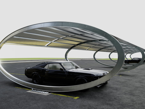ELLIPSE TYPE SOLAR CARPORT TYPE-1 10 Cars Model 3D