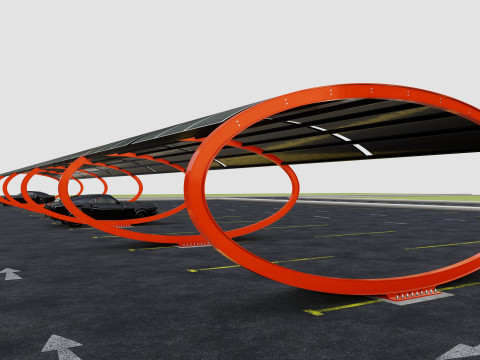 ELLIPSE TYPE SOLAR CARPORT TYPE-1 10 Cars Model 3D