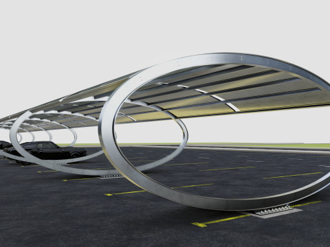 ELLIPSE TYPE SOLAR CARPORT TYPE-1 10 Cars Model 3D