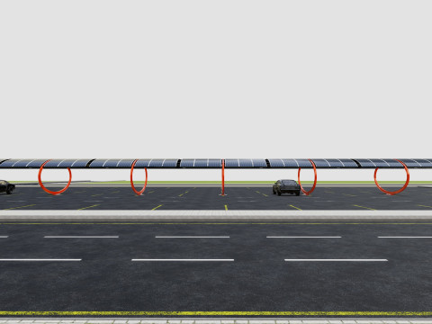 ELLIPSE TYPE SOLAR CARPORT TYPE-1 10 Cars Model 3D