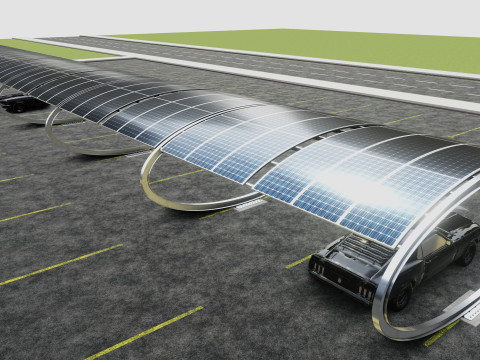 ELLIPSE TYPE SOLAR CARPORT TYPE-1 10 Cars Model 3D