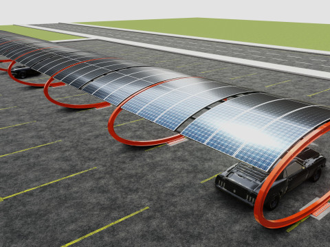 ELLIPSE TYPE SOLAR CARPORT TYPE-1 10 Cars Model 3D