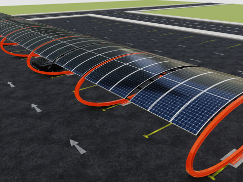 ELLIPSE TYPE SOLAR CARPORT TYPE-1 10 Cars Model 3D