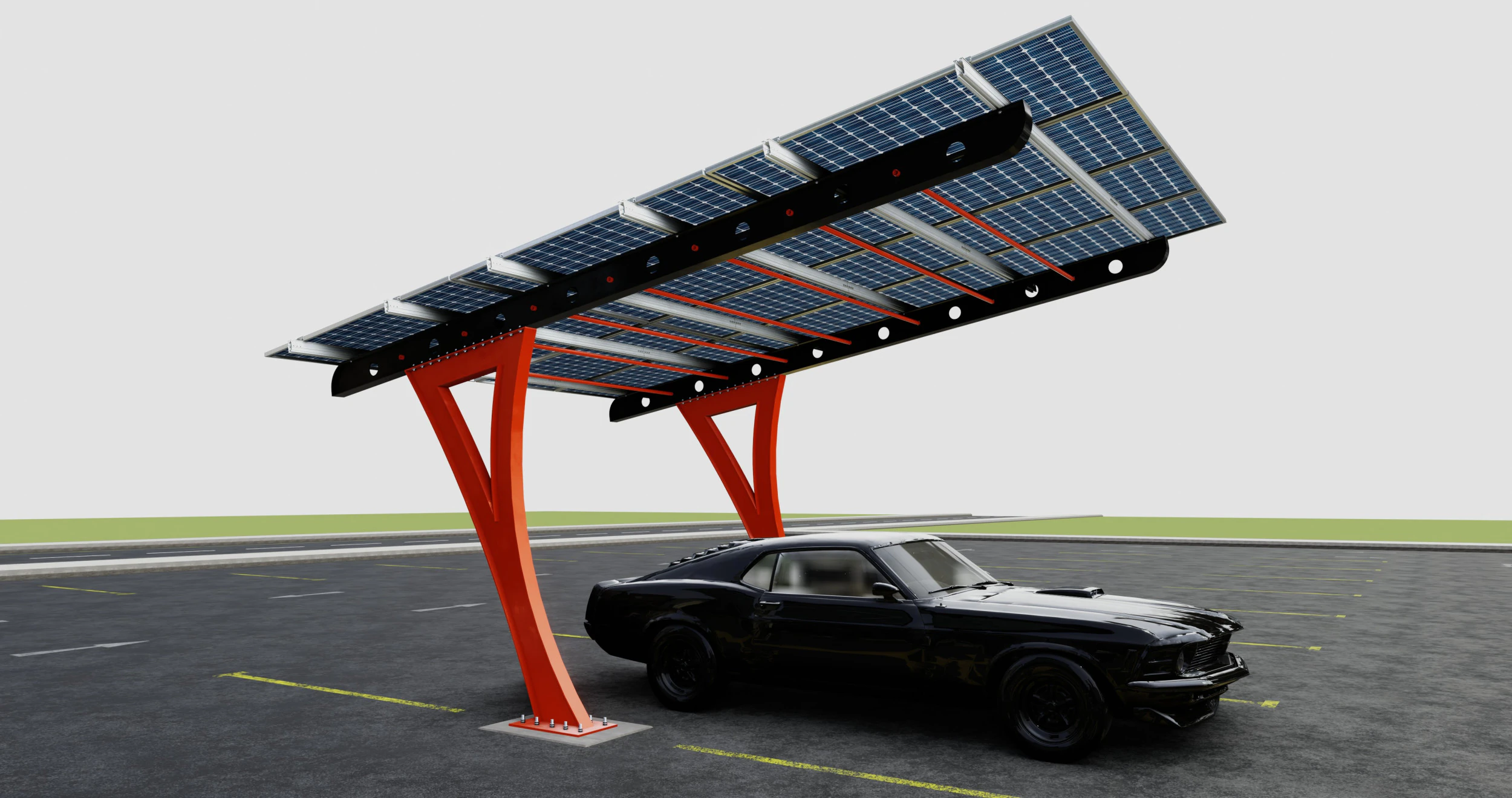 L TYPE SOLAR CARPORT TYPE-2 3D Model .c4d .max .obj .3ds .fbx .stl .blend 
