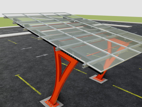 L TYPE SOLAR CARPORT TYPE-2 3D Model