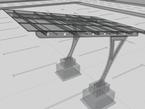L TYPE SOLAR CARPORT TYPE-2 3D Model