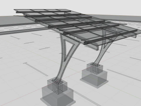 L TYPE SOLAR CARPORT TYPE-2 3D Model