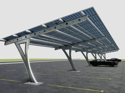 L TYPE SOLAR CARPORT TYPE-2 10 Cars 3D Model