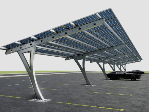 L TYPE SOLAR CARPORT TYPE-2 10 Cars 3D Model