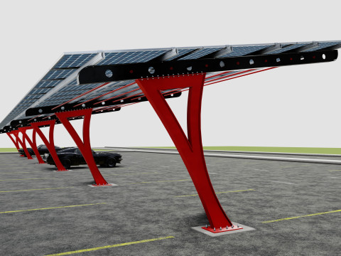 L TYPE SOLAR CARPORT TYPE-2 10 Cars 3D Model