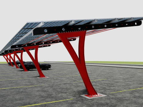 L TYPE SOLAR CARPORT TYPE-2 10 Cars 3D Model