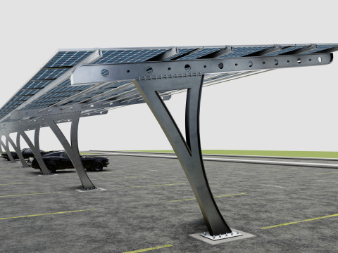 L TYPE SOLAR CARPORT TYPE-2 10 Cars 3D Model