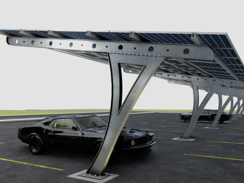 L TYPE SOLAR CARPORT TYPE-2 10 Cars 3D Model