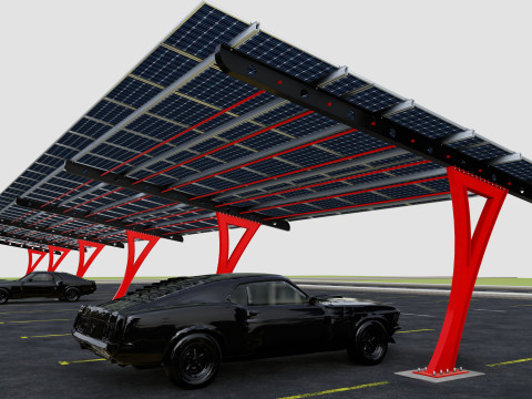 L TYPE SOLAR CARPORT TYPE-2 10 Cars 3D Model