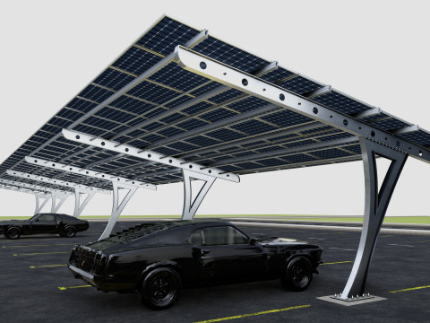 L TYPE SOLAR CARPORT TYPE-2 10 Cars 3D Model