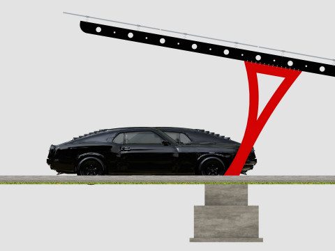 L TYPE SOLAR CARPORT TYPE-2 10 Cars 3D Model