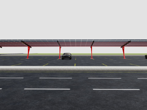 L TYPE SOLAR CARPORT TYPE-2 10 Cars 3D Model