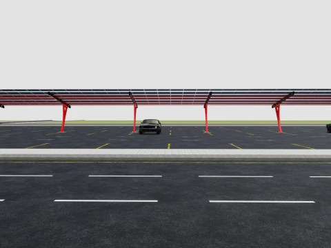 L TYPE SOLAR CARPORT TYPE-2 10 Cars 3D Model