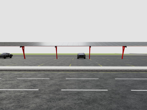 L TYPE SOLAR CARPORT TYPE-2 10 Cars 3D Model