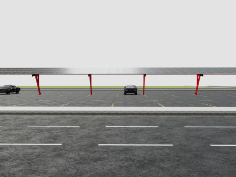 L TYPE SOLAR CARPORT TYPE-2 10 Cars 3D Model
