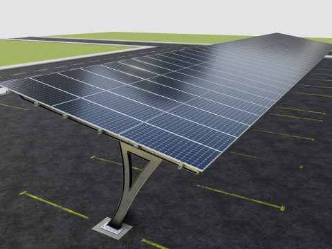 L TYPE SOLAR CARPORT TYPE-2 10 Cars 3D Model