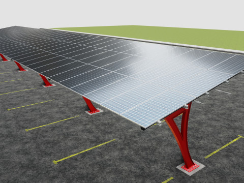 L TYPE SOLAR CARPORT TYPE-2 10 Cars 3D Model