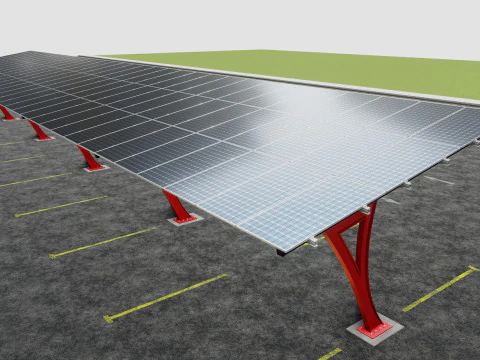 L TYPE SOLAR CARPORT TYPE-2 10 Cars 3D Model