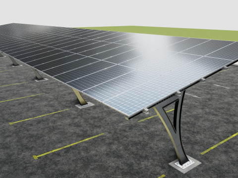 L TYPE SOLAR CARPORT TYPE-2 10 Cars 3D Model