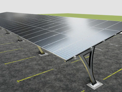 L TYPE SOLAR CARPORT TYPE-2 10 Cars 3D Model