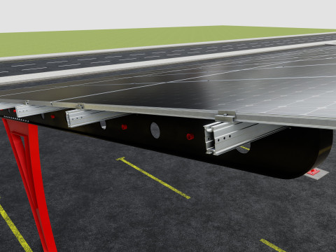 L TYPE SOLAR CARPORT TYPE-2 10 Cars 3D Model