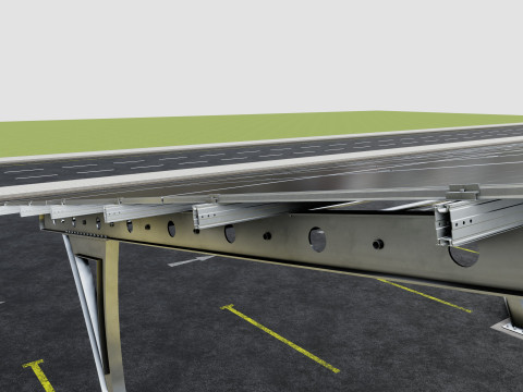 L TYPE SOLAR CARPORT TYPE-2 10 Cars 3D Model