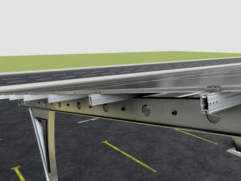 L TYPE SOLAR CARPORT TYPE-2 10 Cars 3D Model