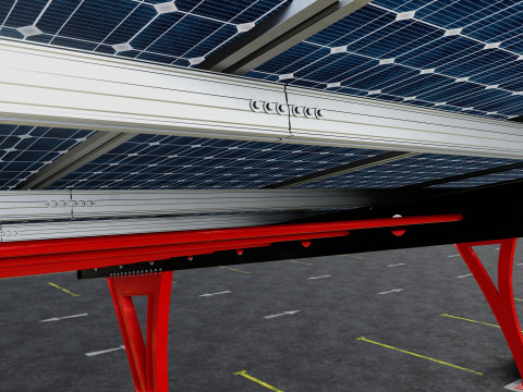 L TYPE SOLAR CARPORT TYPE-2 10 Cars 3D Model