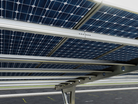 L TYPE SOLAR CARPORT TYPE-2 10 Cars 3D Model