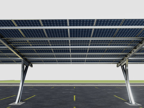 L TYPE SOLAR CARPORT TYPE-2 10 Cars 3D Model