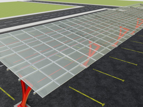 L TYPE SOLAR CARPORT TYPE-2 10 Cars 3D Model