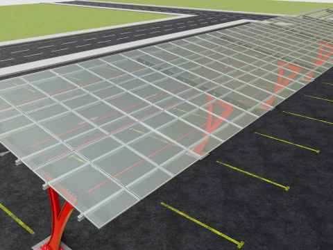 L TYPE SOLAR CARPORT TYPE-2 10 Cars 3D Model